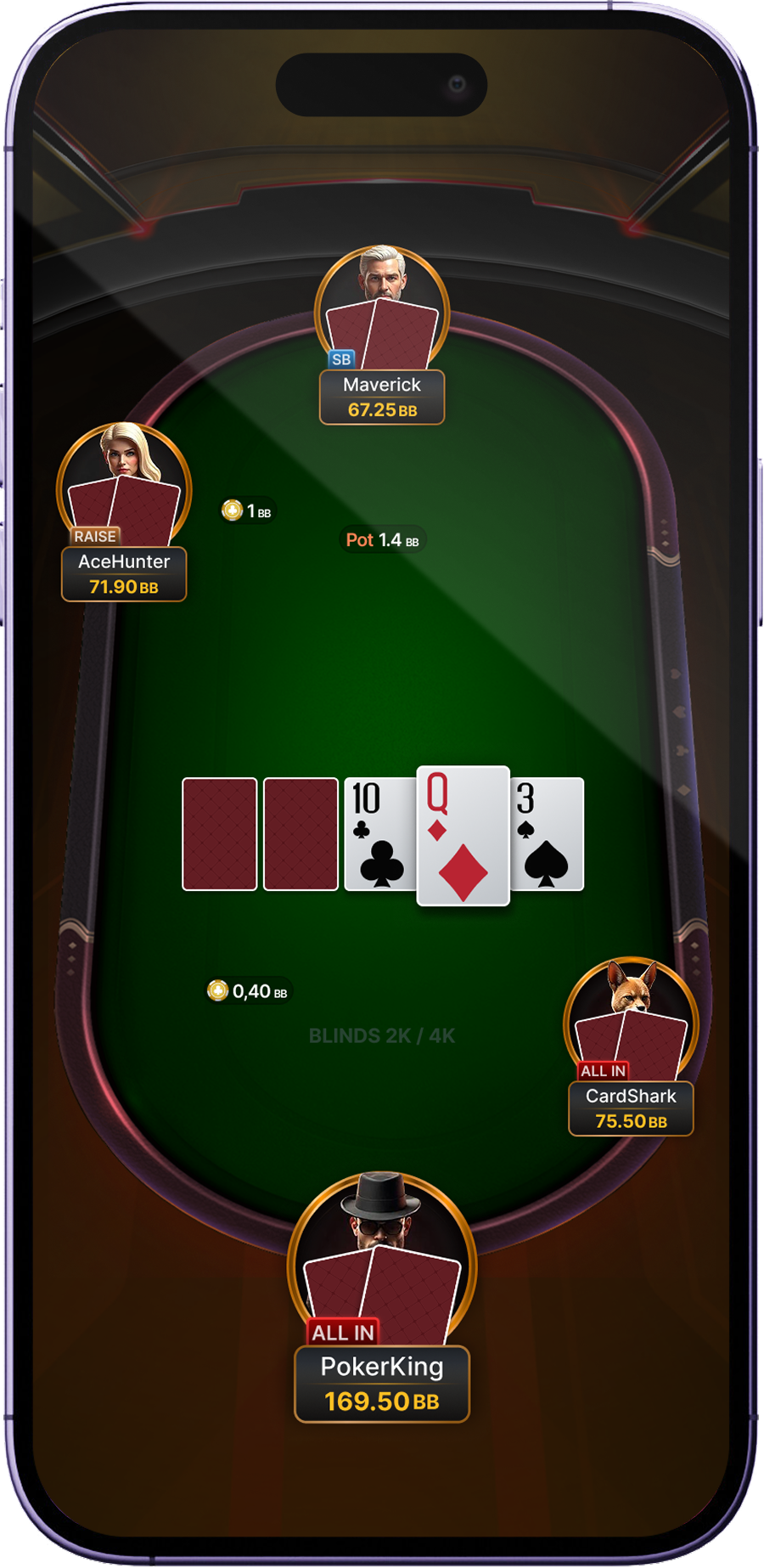PokerBoss app interface